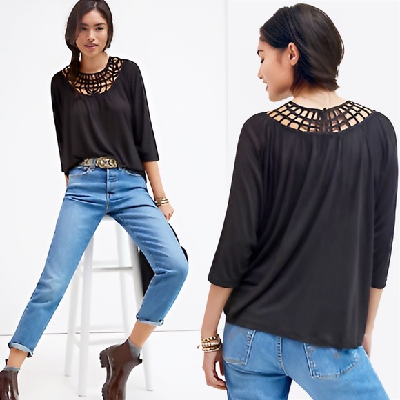 Anthropologie Graciela Black Blouse Women’s Size XS - Picture 1 of 12